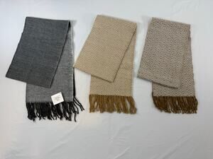 Lot 3 Handmade Alpaca Blend Scarves Fair Trade Made in Peru Neutral Accessory